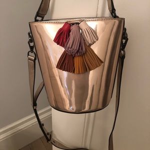 Rebecca Minkoff Sofia Rose Gold tassel bucket bag
